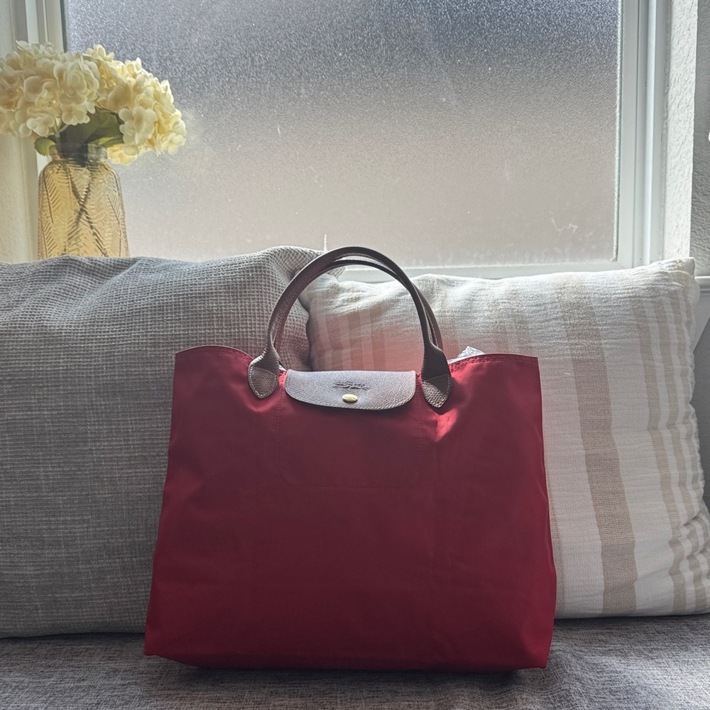Long Champ Elegant Red Tote Handbag